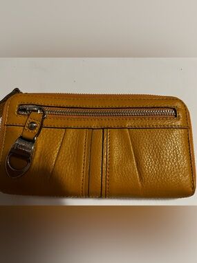 Mustard Yellow Leather Zip Wallet